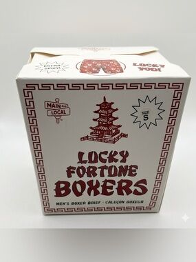 Main and Local Lucky Fortune Boxer Briefs Men’s S Takeout Box Novelty NIB